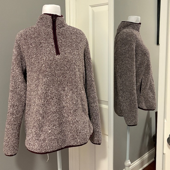 🍂🍁St. John's Bay Faux Fur/Sherpa 1/4 Zip Pullover - Unisex - Picture 1 of 10
